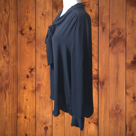 Who What Wear Women's XXL Pullover Black Tie Front Blouse Career Office Classic - Picture 3 of 7
